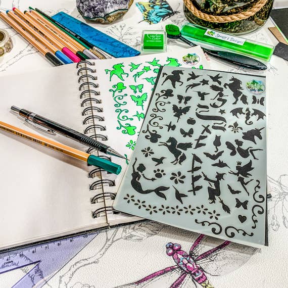 Magical Creatures Journal Stencil