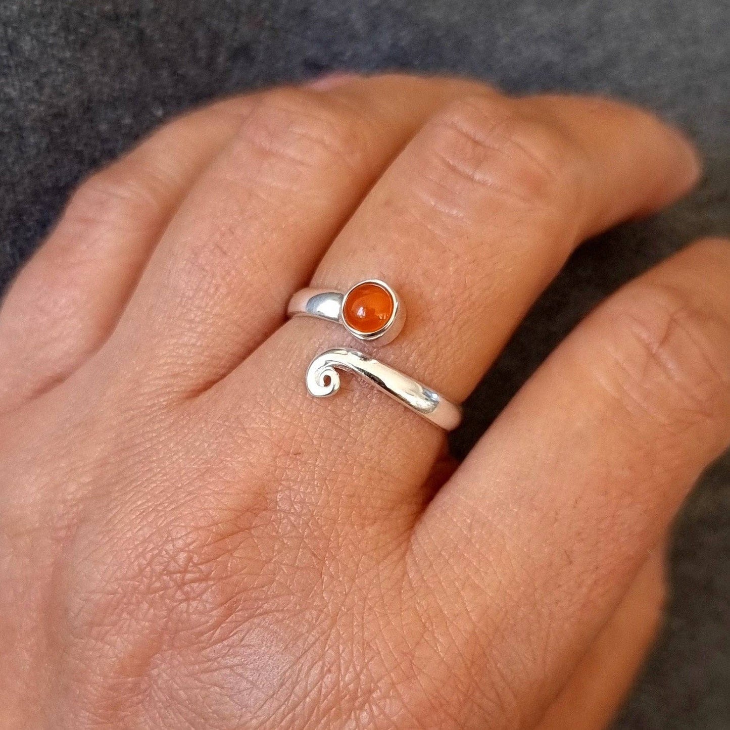 Sterling Silver Adjustable Carnelian Ring
