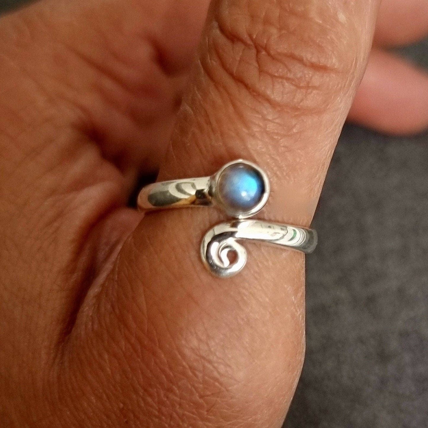 Sterling Silver Adjustable Labradorite Ring