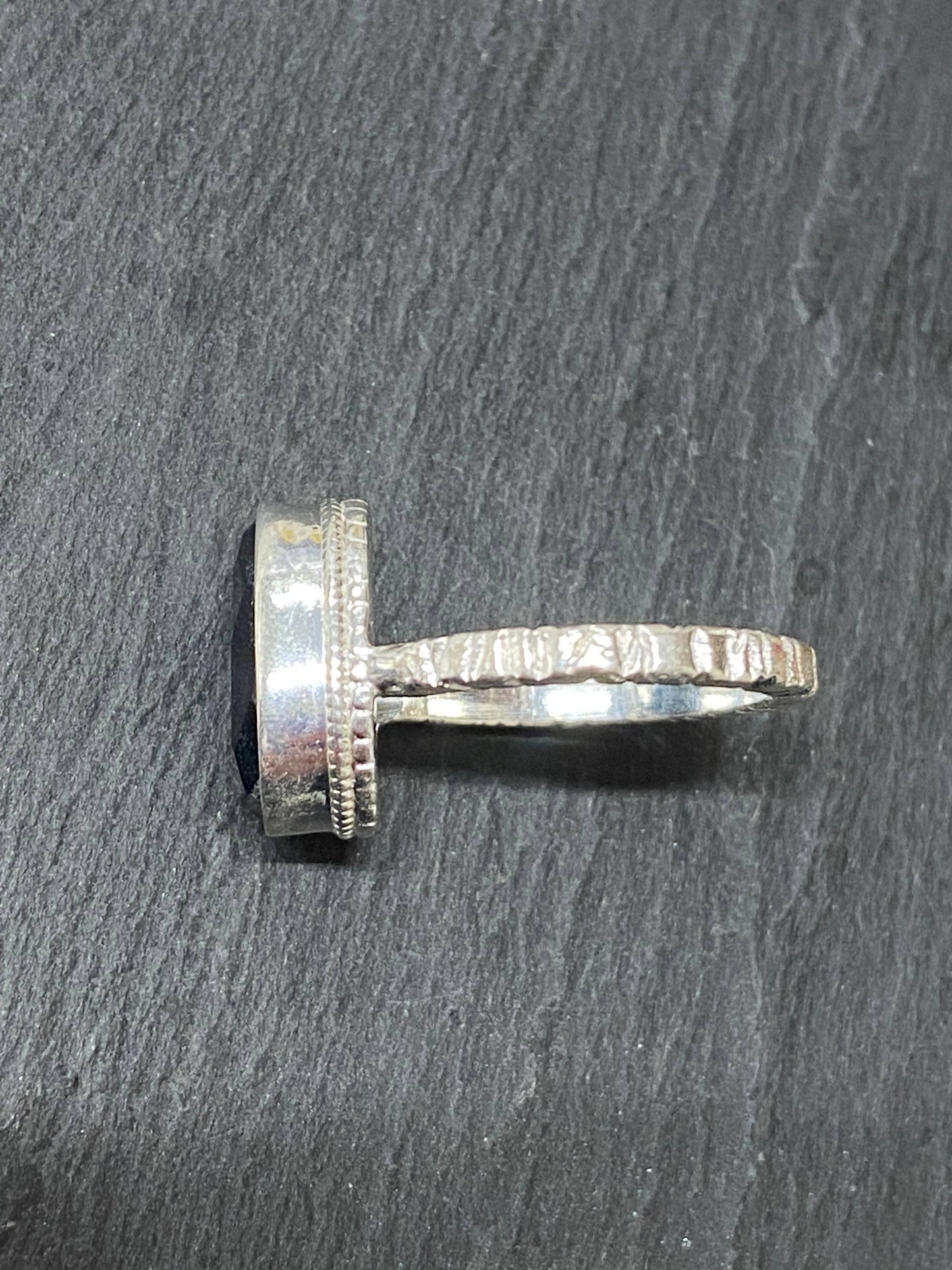 Faceted Stone Silver Plated Brass Ring [in store only]