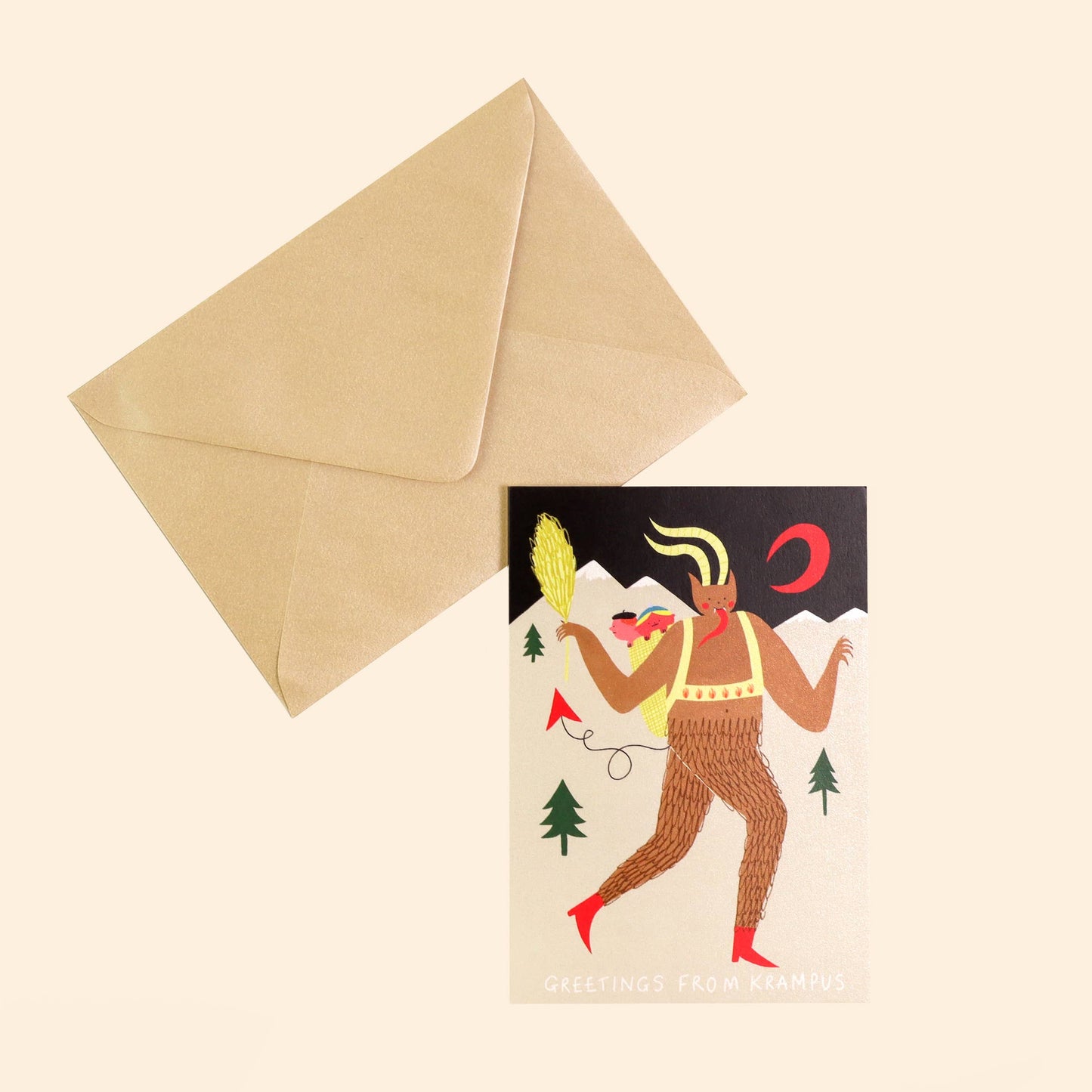 Greetings From Krampus Christmas Card | Folky Card | Unique