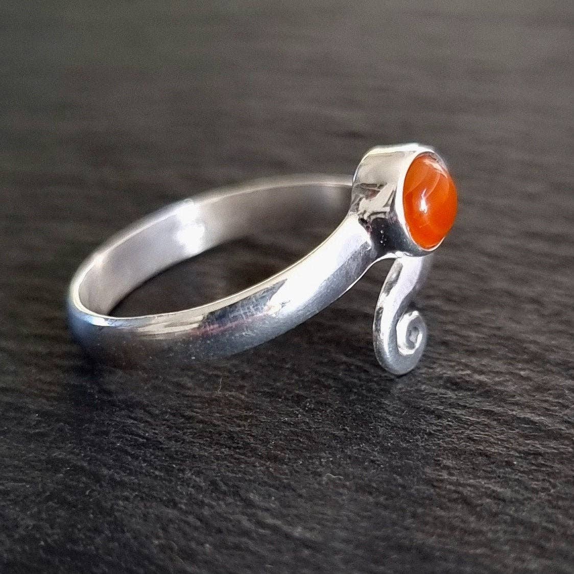 Sterling Silver Adjustable Carnelian Ring