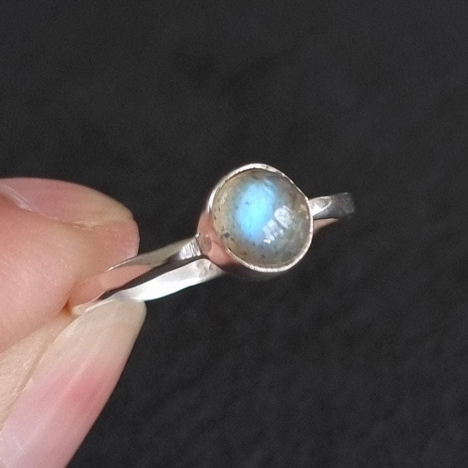 Sterling Silver Round Labradorite Stacking Ring