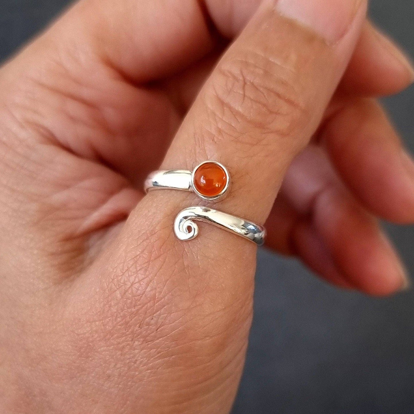 Sterling Silver Adjustable Carnelian Ring