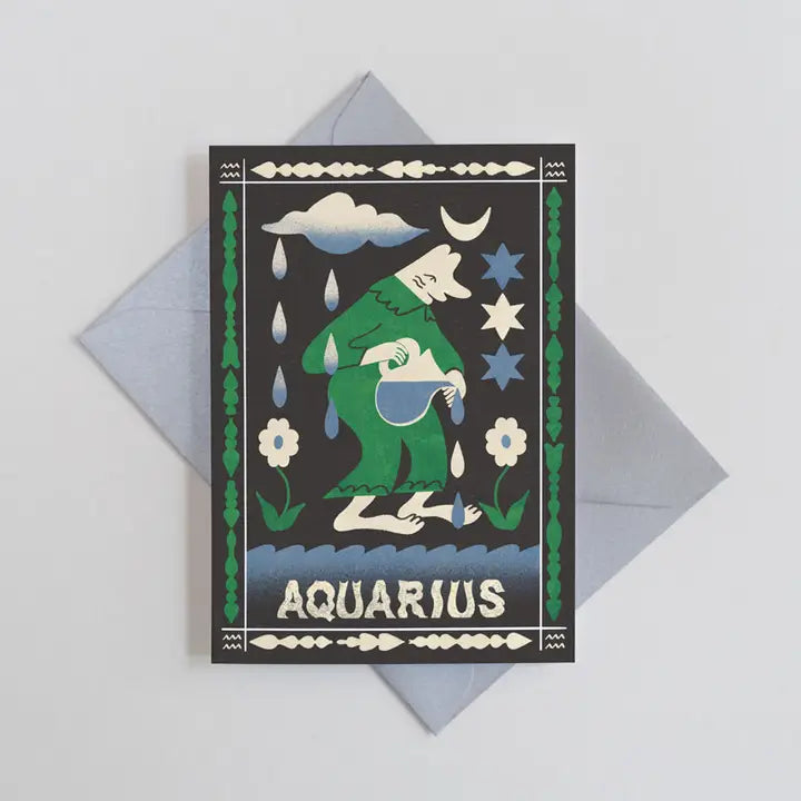 Aquarius Birthday Mini Card by Printer Johnson
