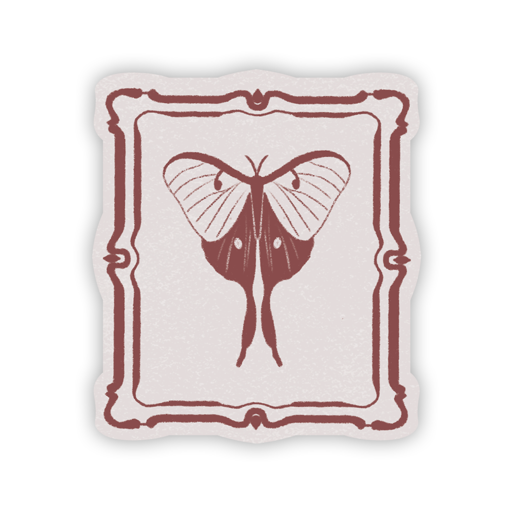 Framed Moth Glossy Sticker by Lione & Sheikh