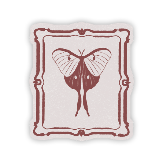Framed Moth Glossy Sticker by Lione & Sheikh