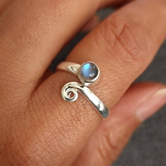 Sterling Silver Adjustable Labradorite Ring
