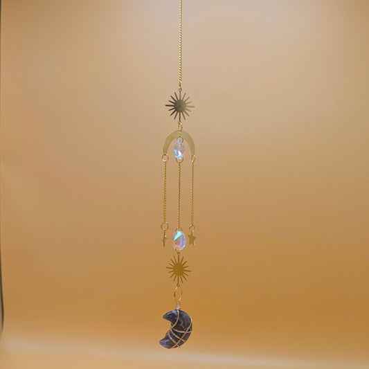 Amethyst Crystal Moon Sun Catcher