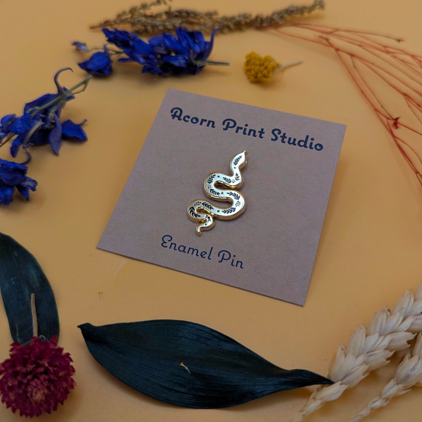‘Snake’ pin badge by Acorn Print Studio