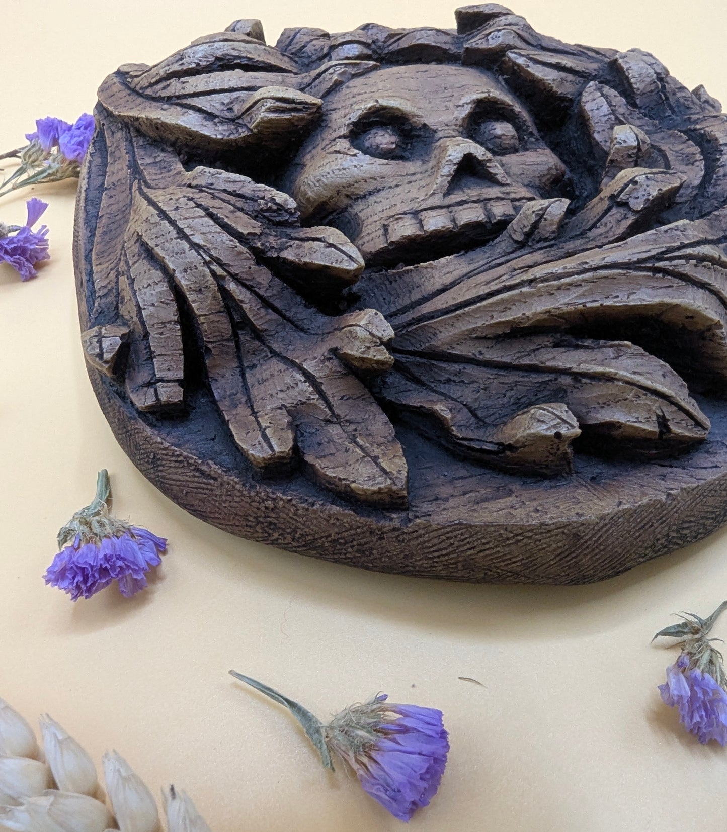 Medieval Green Man Skull - Reproduction Misericord Carving.