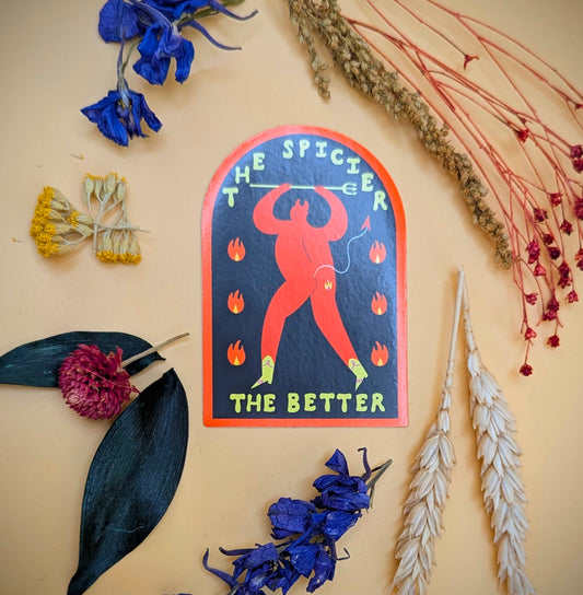 The Spicier The Better Sticker by Little Black Cat