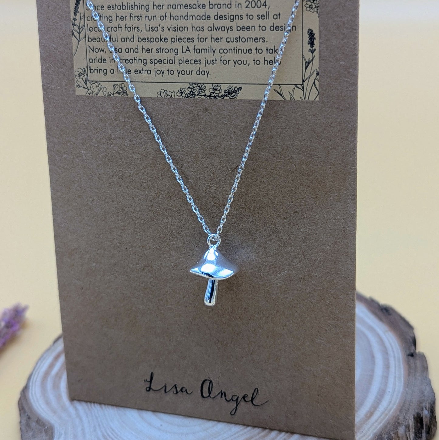 Mushroom Pendant Necklace in Silver