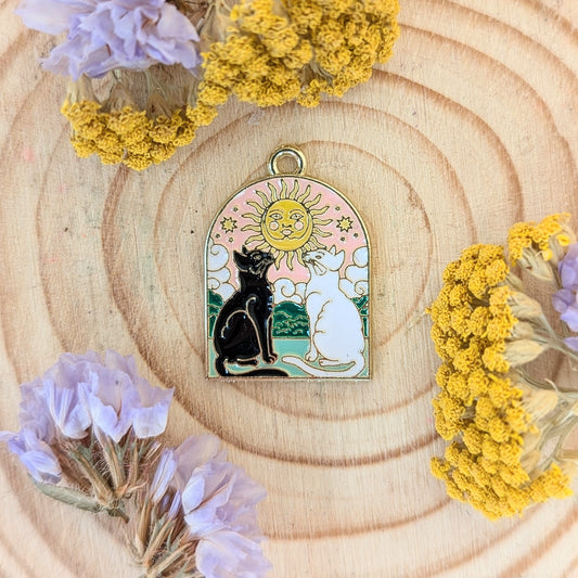 Black and White Cat Sun Charm