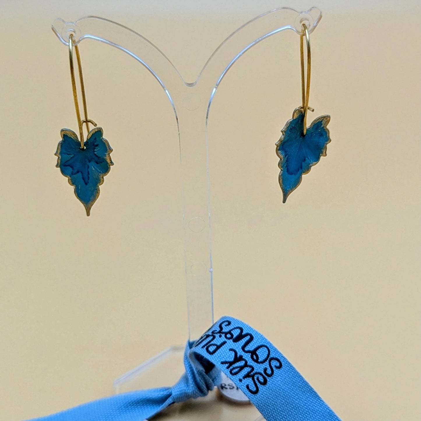 Verdigris Leaf Turquoise Green Earrings