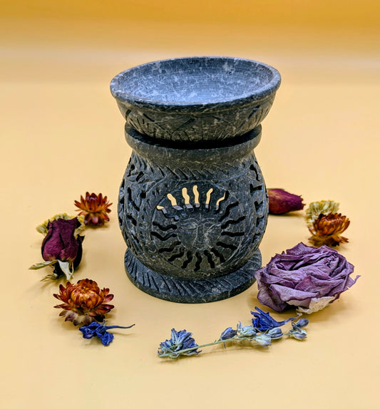 Large Sun Soapstone Oil Burner