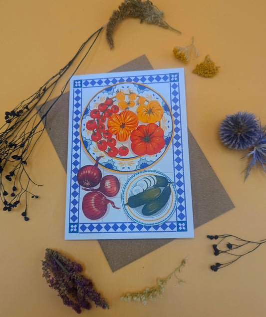 Tablescape - Vegetables greetings card