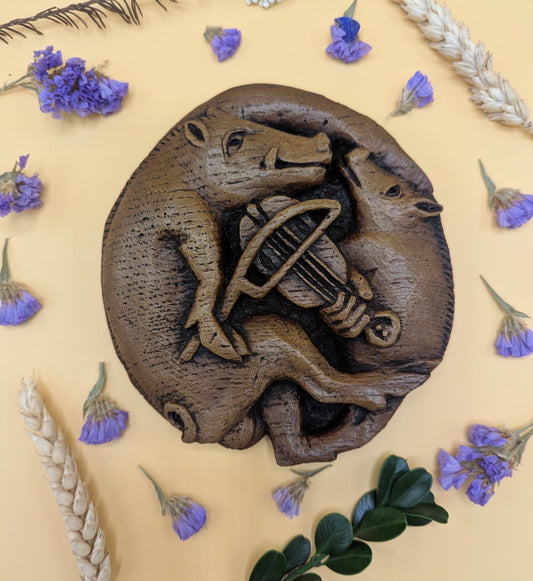 Pig Playing The Viol - Reproduction Cathedral Carving