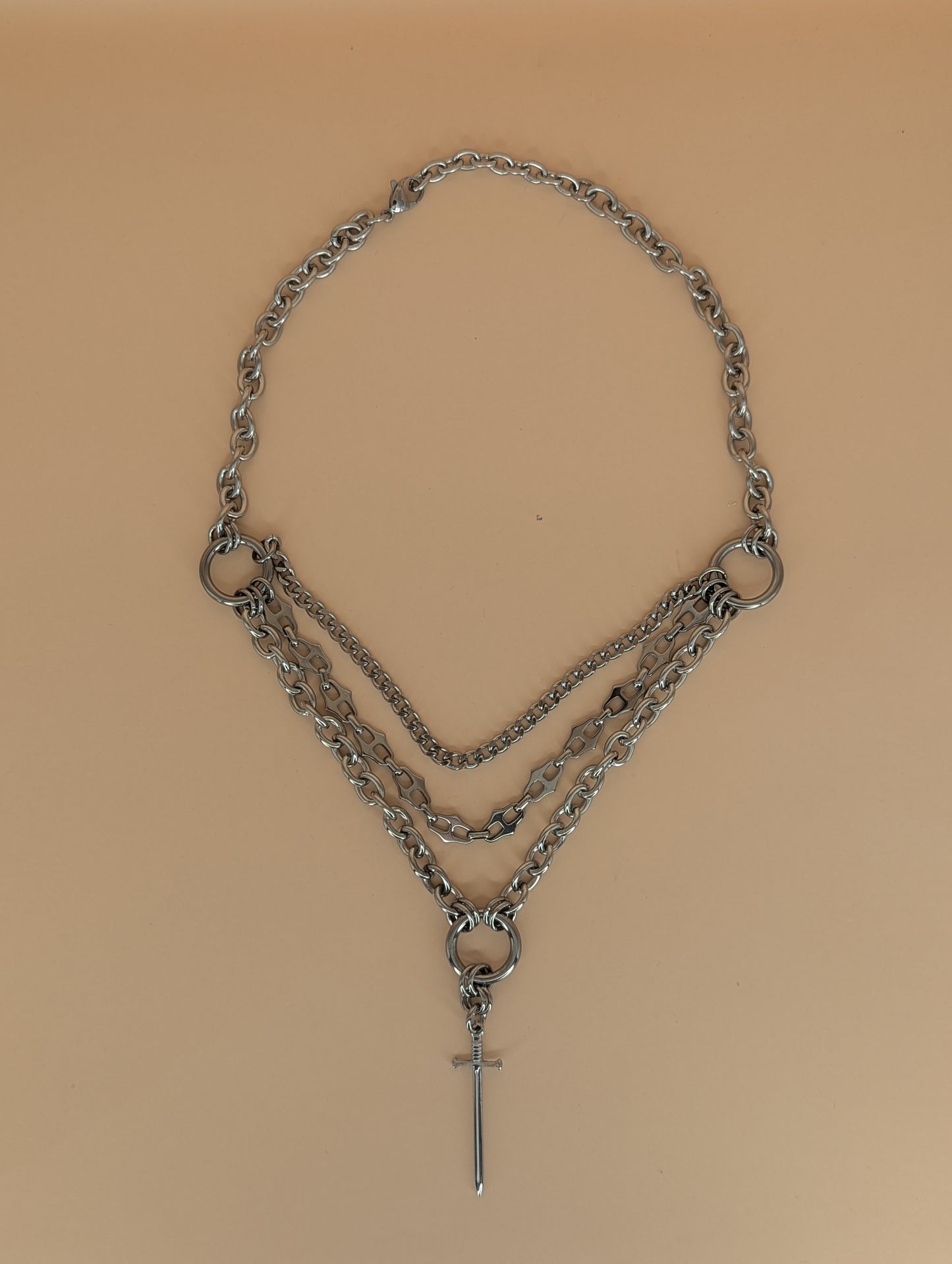'DIE BY THE SWORD' Sword Charm Chain Necklace