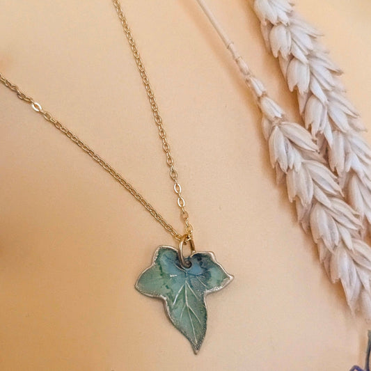 Olive Green Ivy Leaf Necklace