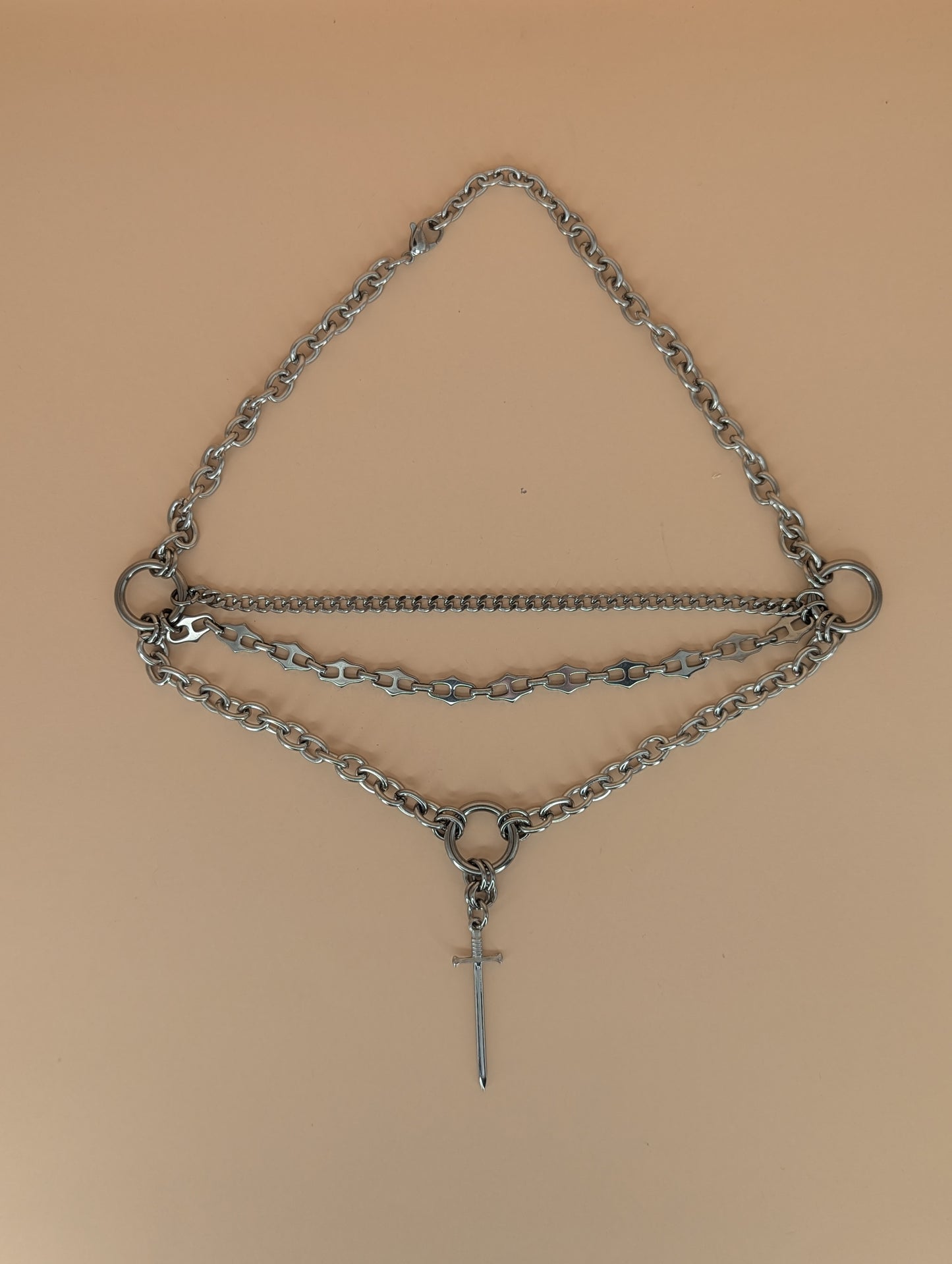 'DIE BY THE SWORD' Sword Charm Chain Necklace