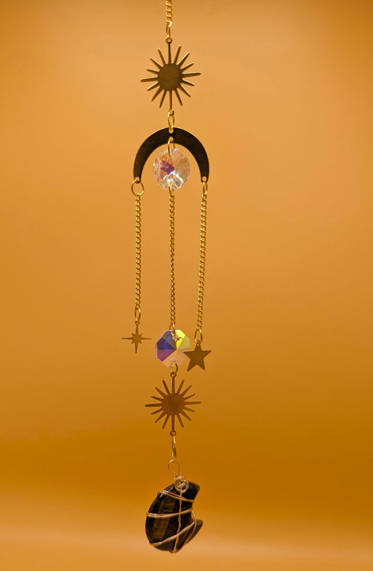 Tiger's Eye Crystal Moon Sun Catcher