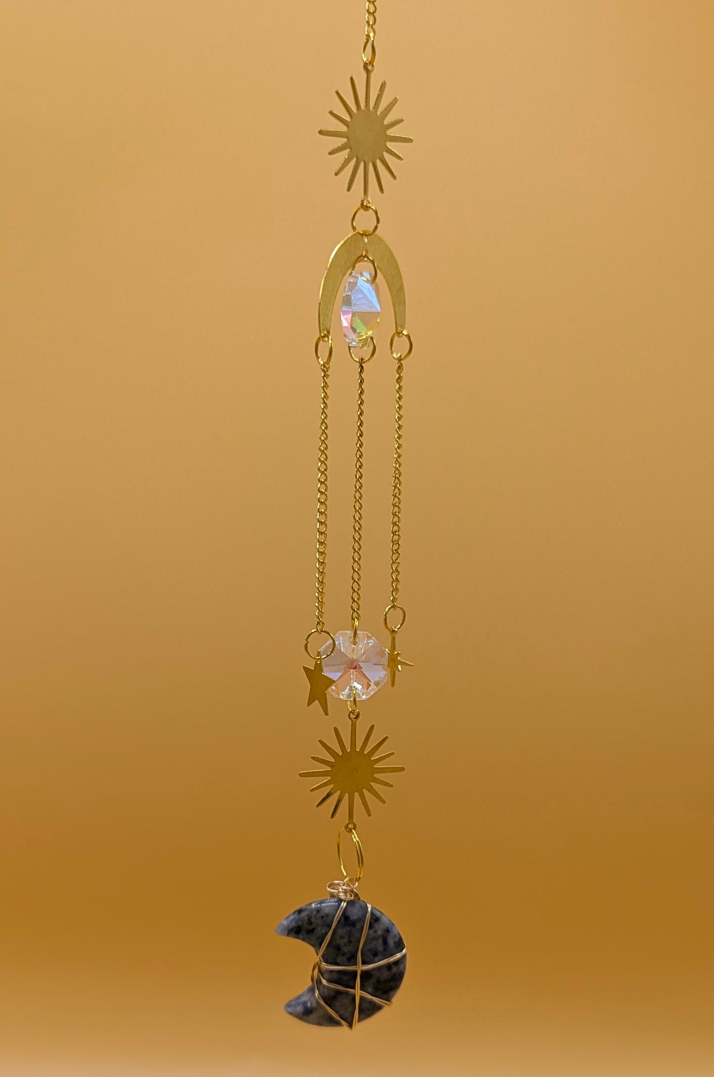Sodalite Crystal Moon Sun Catcher