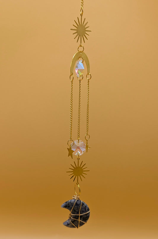 Sodalite Crystal Moon Sun Catcher