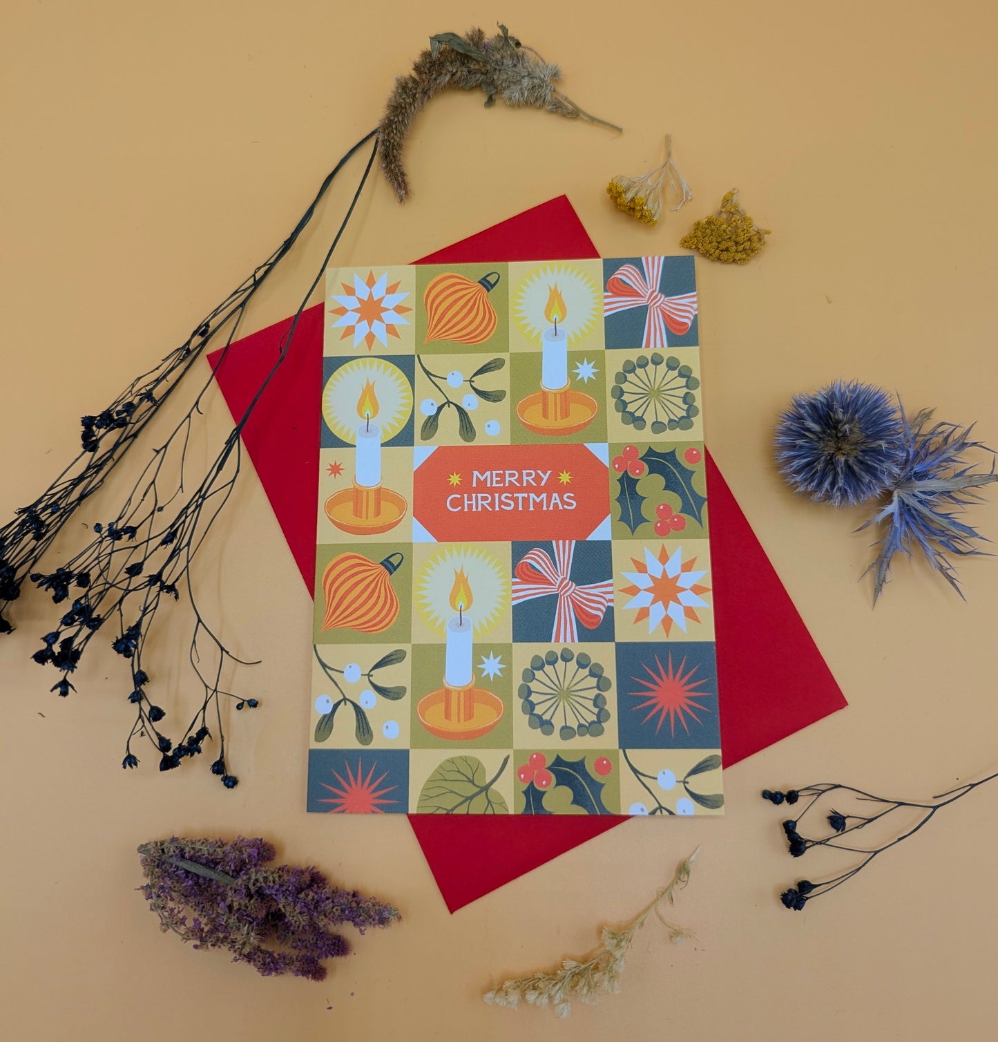 Christmas Chequerboard Candlelight | Christmas card | Christmas 2025