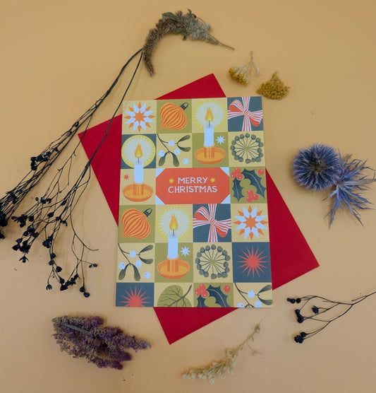 Christmas Chequerboard Candlelight | Christmas card | Christmas 2025