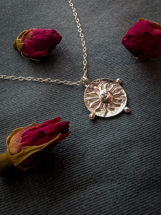 'Helia Goddess" Full Sun Silver Necklace