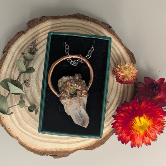 "Esme" Candle Quartz and Opal Pendant