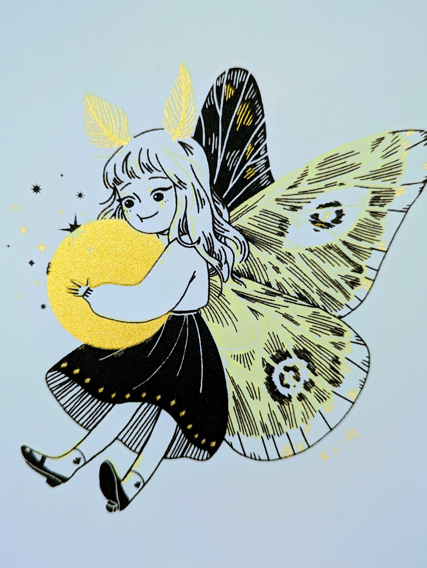 “Moth Girl Sun” Screen Print by Kalin Lin