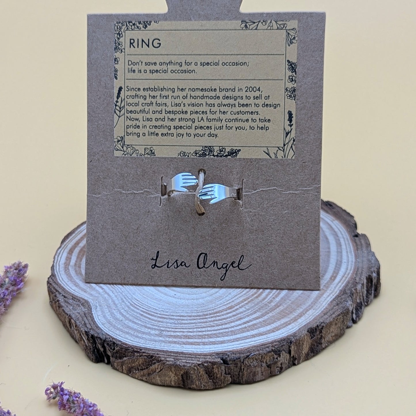 Adjustable Silver Hug Hands Ring