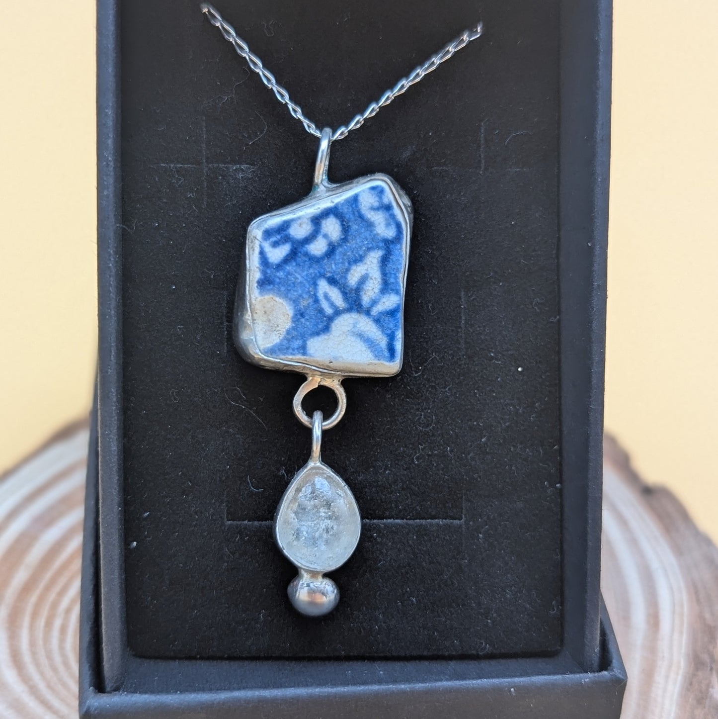 Blue ceramic and teardrop pendant