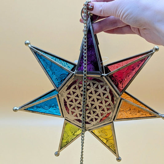 Star Glass Lantern - Flower of Life