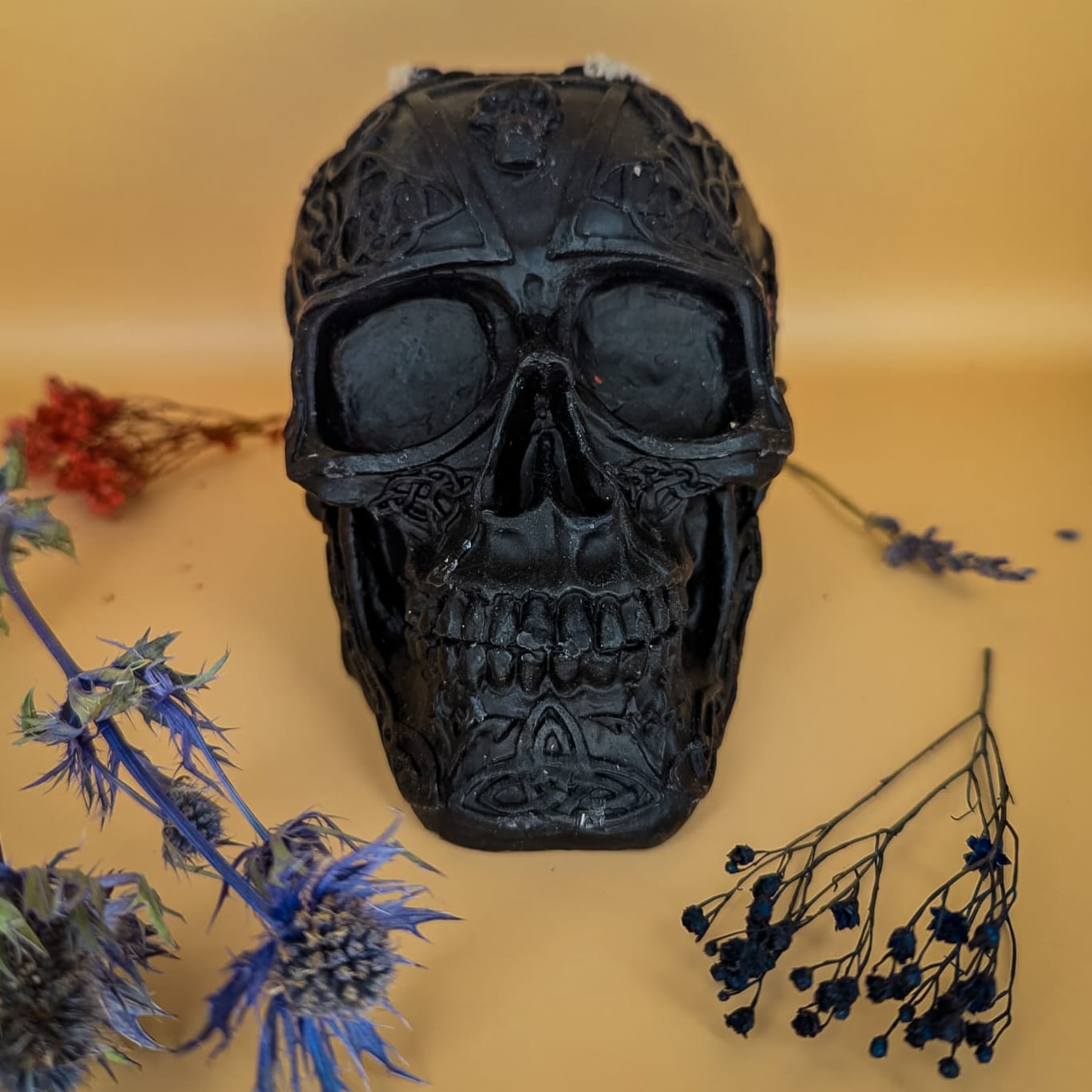Black Skull Beeswax Candle