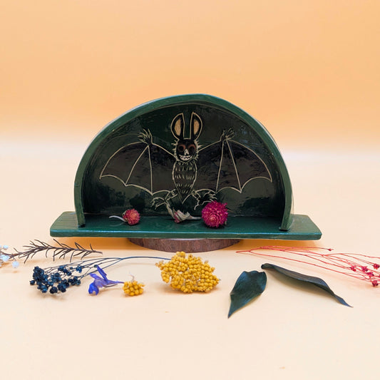 'Green Bat' Ceramic Shelf by Ciara Veronica Dunne
