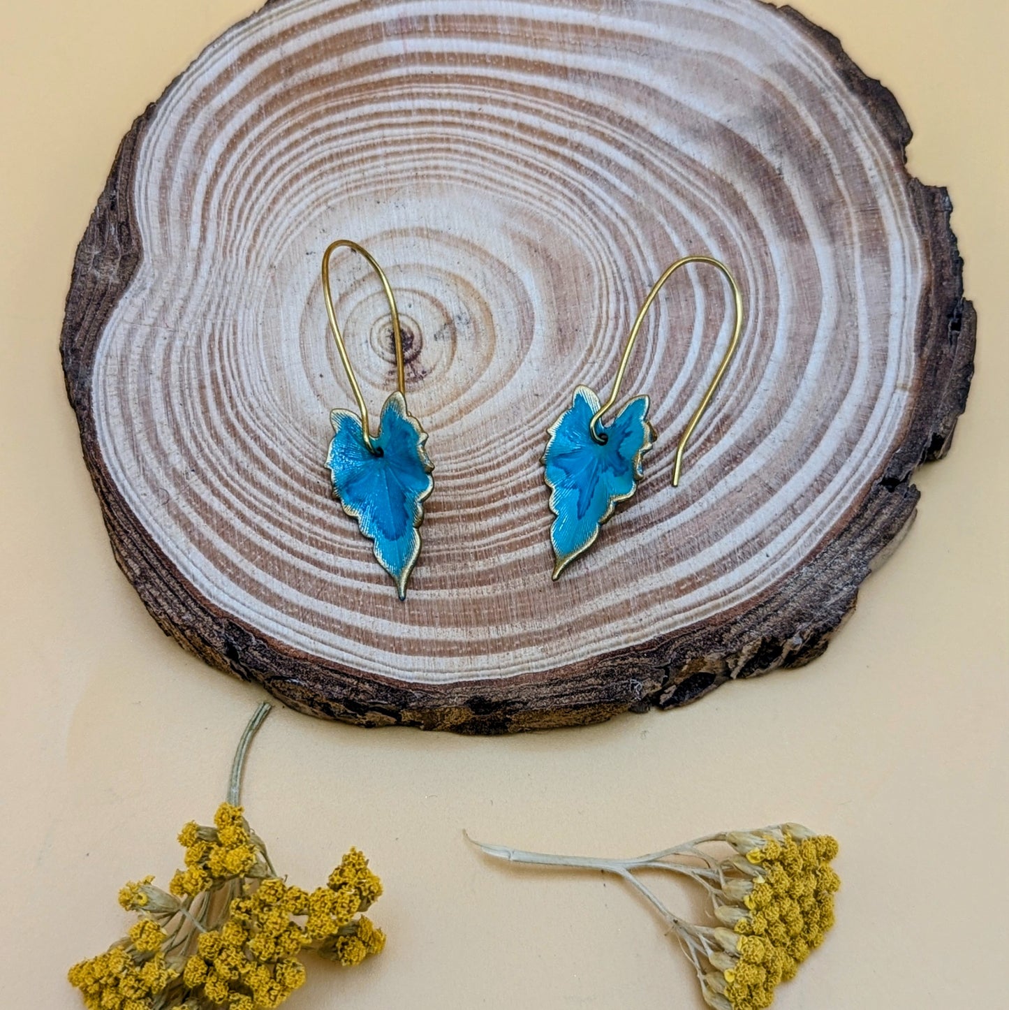 Verdigris Leaf Turquoise Green Earrings