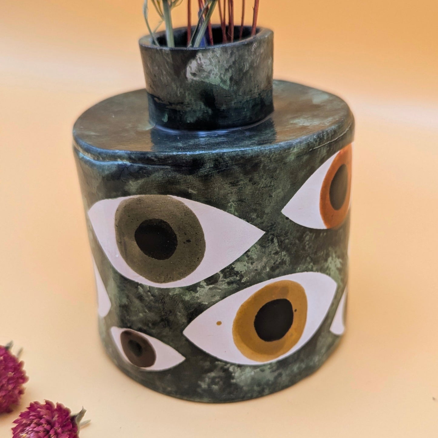 'Green Chunky Eyes Vase' by Ciara Veronica Dunne
