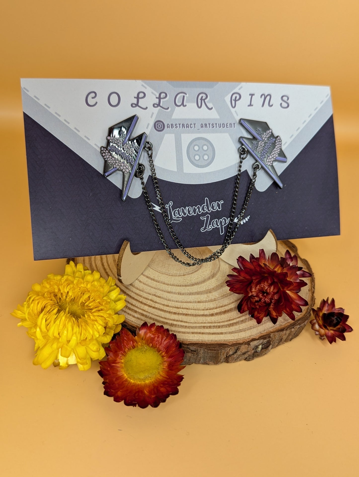 Lavender Zap Collar Pins by Abstract Art Student