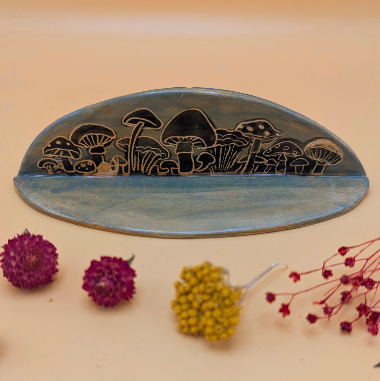Sgraffito Mushroom' Ceramic Mini Shelf by Ciara Veronica Dunne