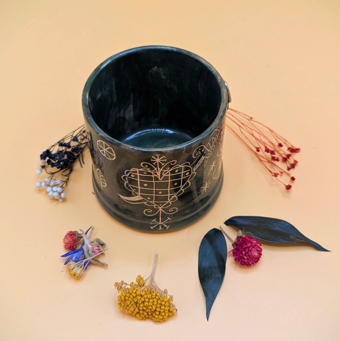 'Green Sgraffito' Ceramic Pot by Ciara Veronica Dunne