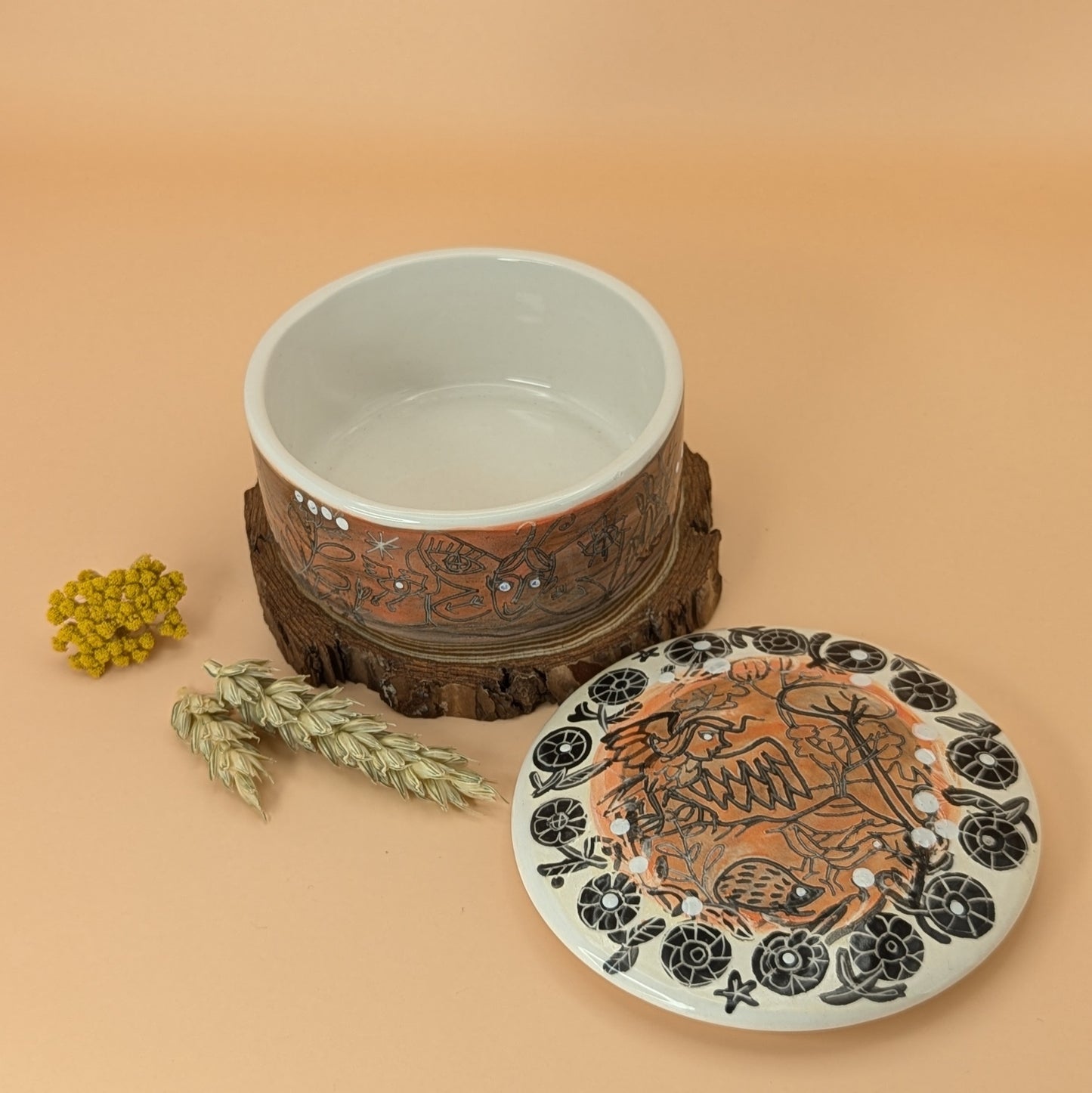 Lidded Box with Forest Scene