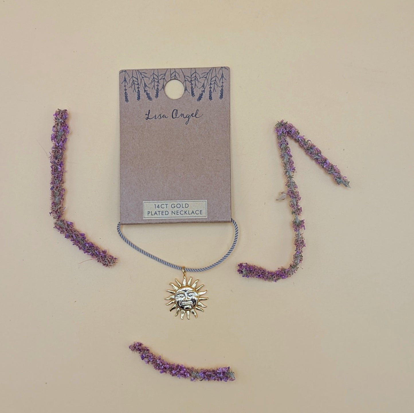 Sun Face Pendant Necklace in Gold