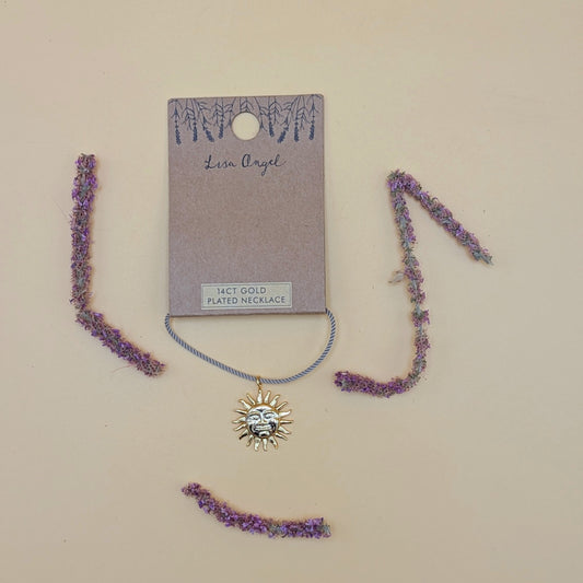Sun Face Pendant Necklace in Gold