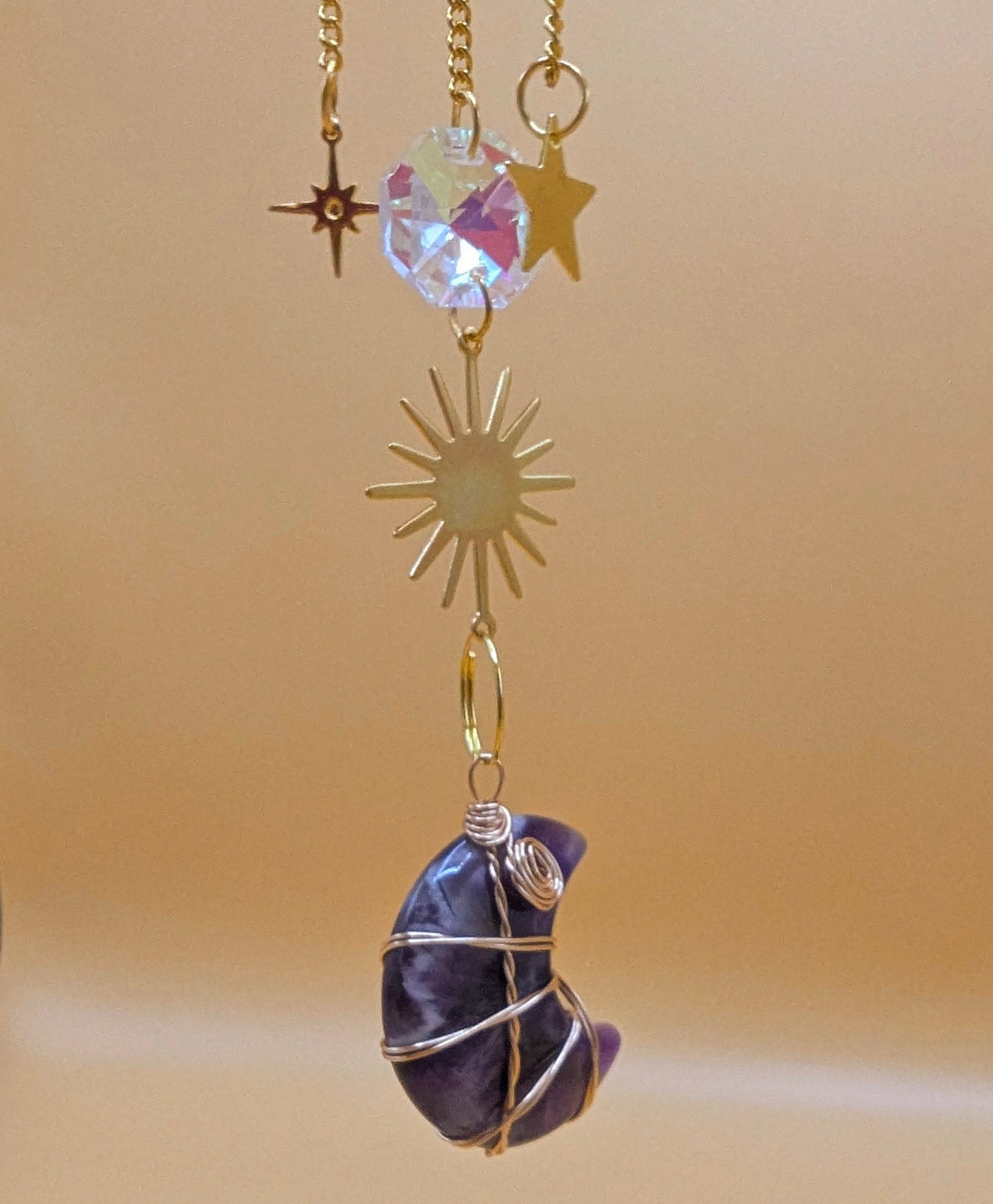 Amethyst Crystal Moon Sun Catcher