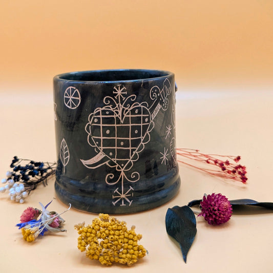'Green Sgraffito' Ceramic Pot by Ciara Veronica Dunne
