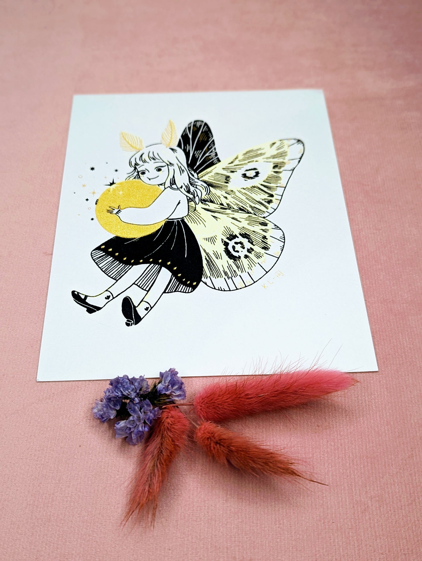 “Moth Girl Sun” Screen Print by Kalin Lin