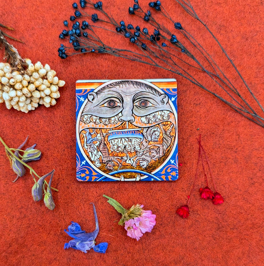 'Medieval Hellmouth - Blue & Orange' Fridge Magnet
